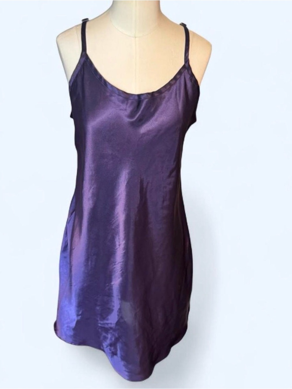 Gilligan & O'Malley Purple Satin bias cut Slip dress Y2K adjustable straps